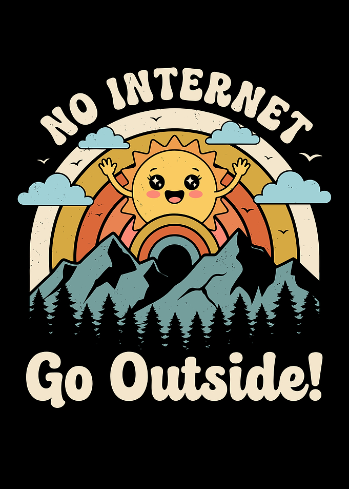 No Internet Go Outside Retro Graphic