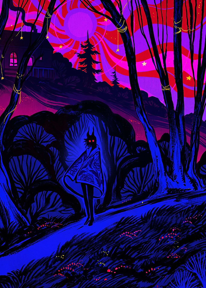 Mystical Forest Creature in Neon Night
