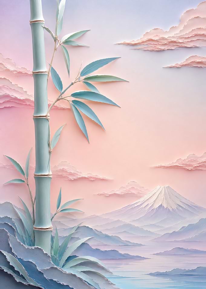 Paper Cutout Style Mount Fuji Landscape