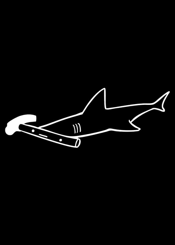 Minimalist Hammerhead Shark Line Art