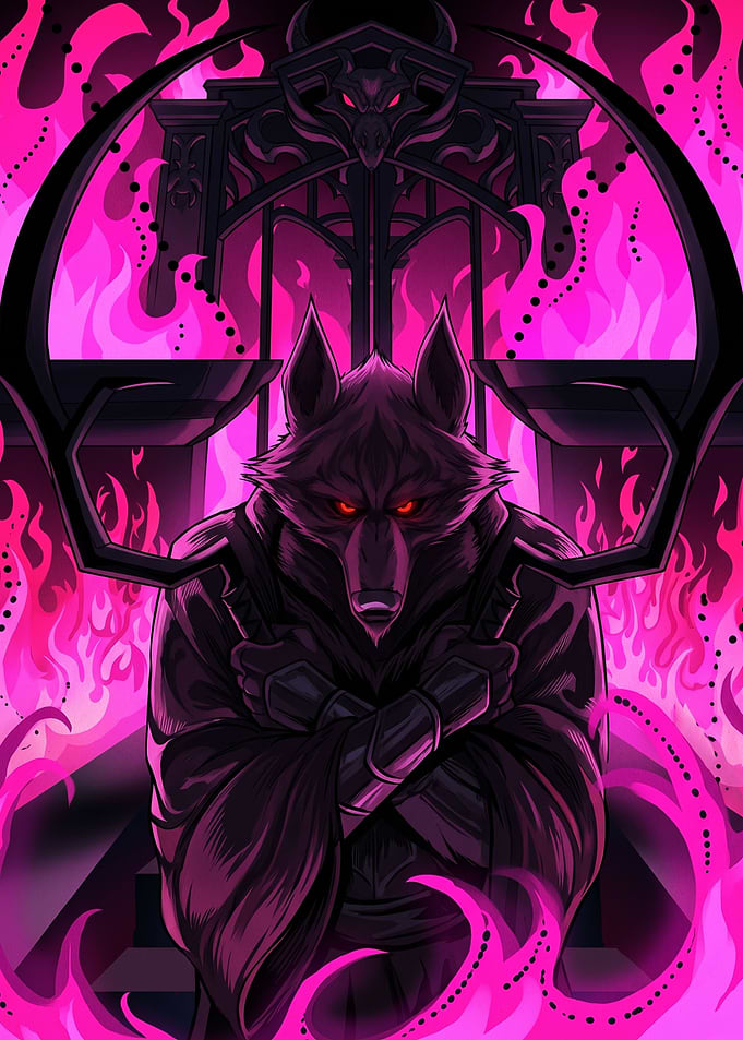 Death Wolf in Pink Flames