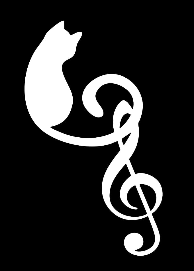 Cat and Treble Clef Silhouette