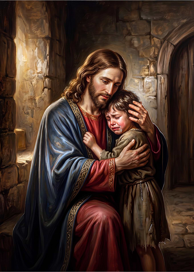 Jesus Comforting a Crying Child