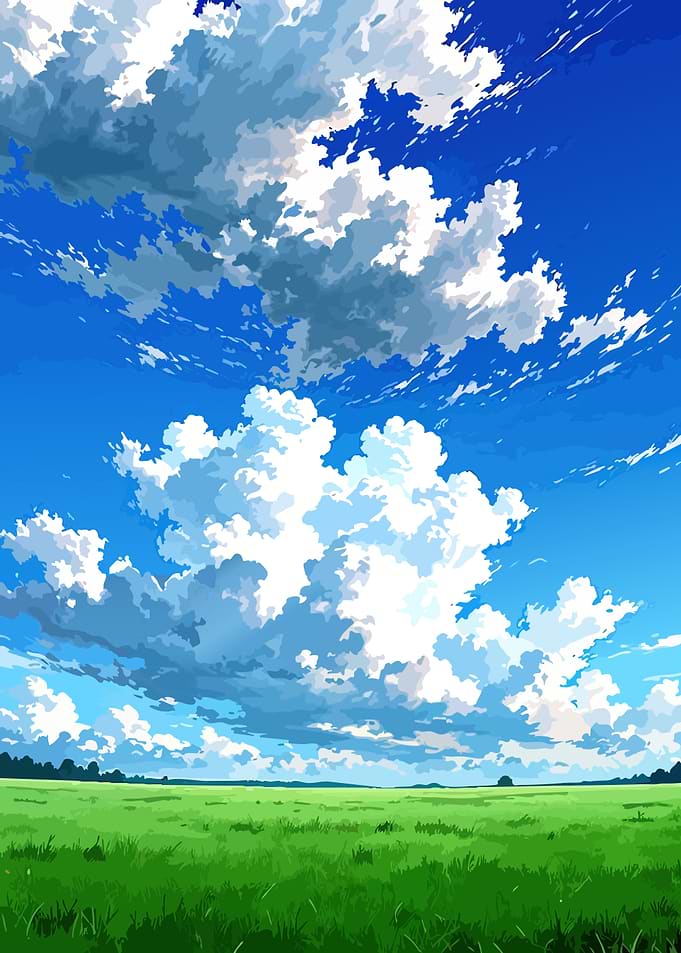 Vibrant Anime Style Summer Landscape