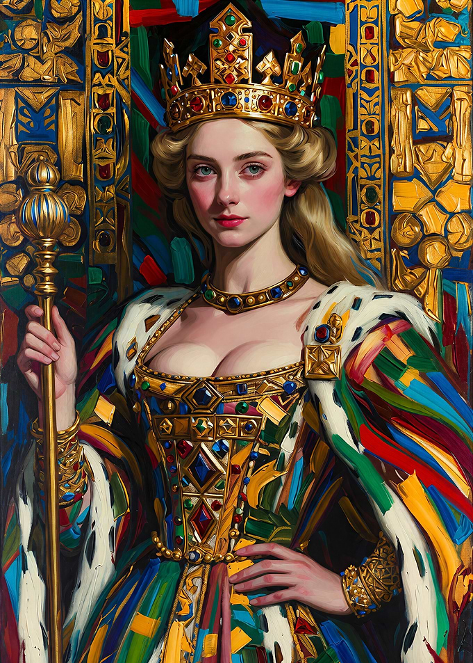 Regal Queen in Abstract Oil Style