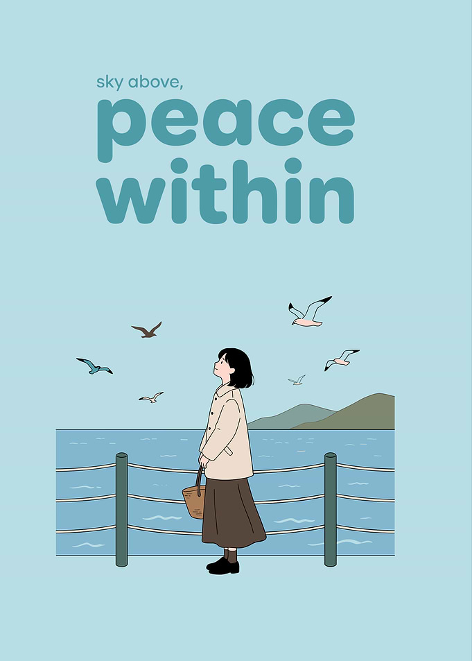 Peaceful Girl by the Sea Illustration