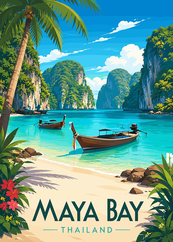 Maya Bay Thailand Travel Poster