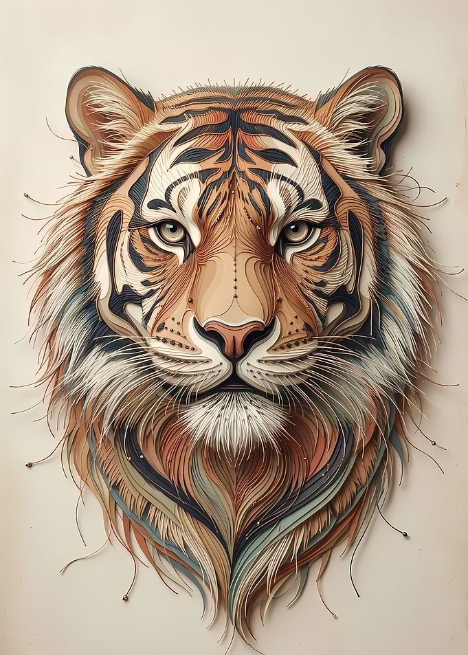Intricate Paper Tiger Portrait