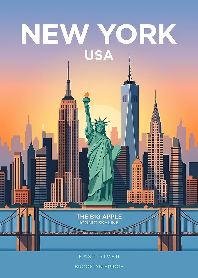 New York City Skyline Travel Poster