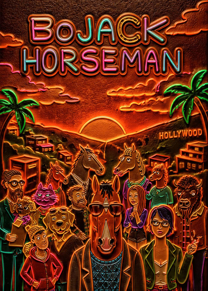 Bojack Horseman Neon Style Poster