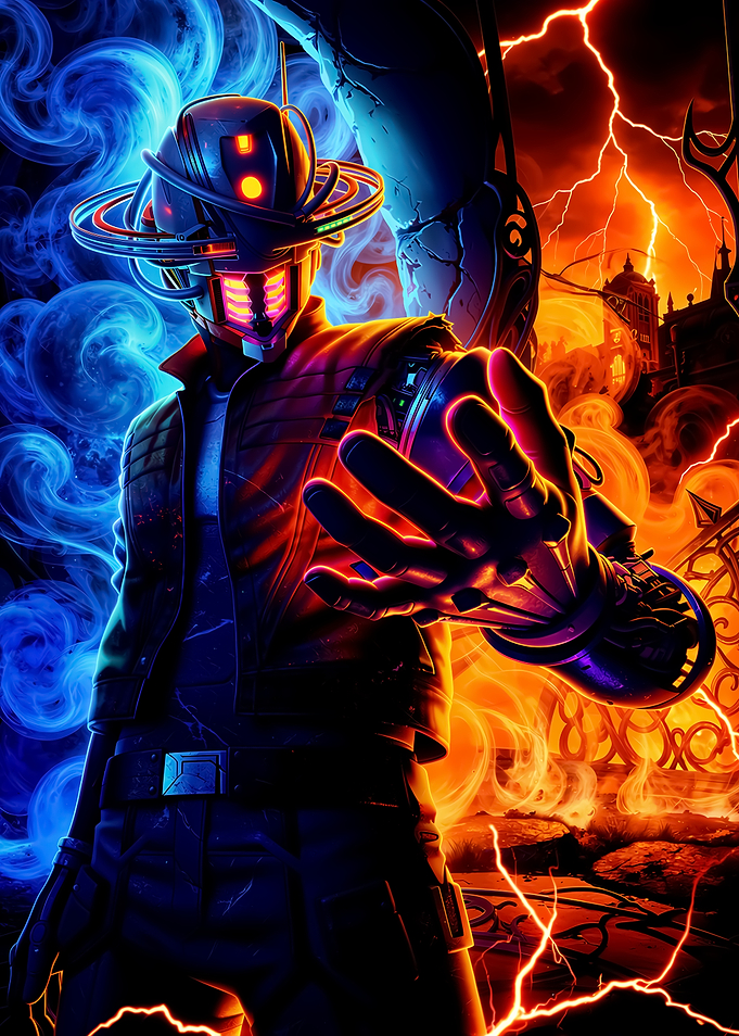 Cybernetic Warrior in Dual Energy Field