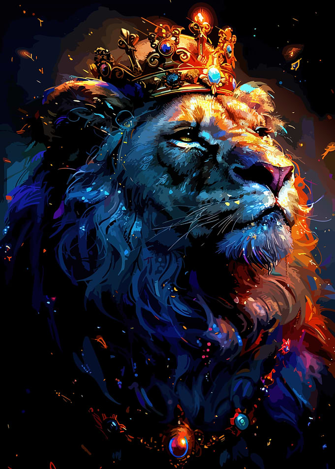 Majestic Lion King with Golden Crown