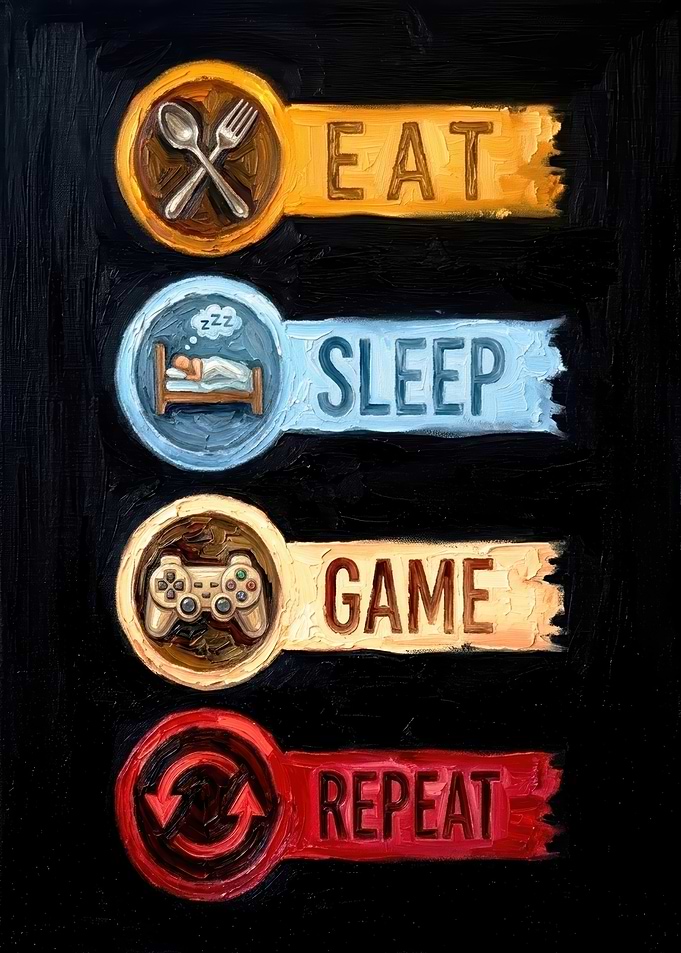 Eat Sleep Game Repeat Oil Painting