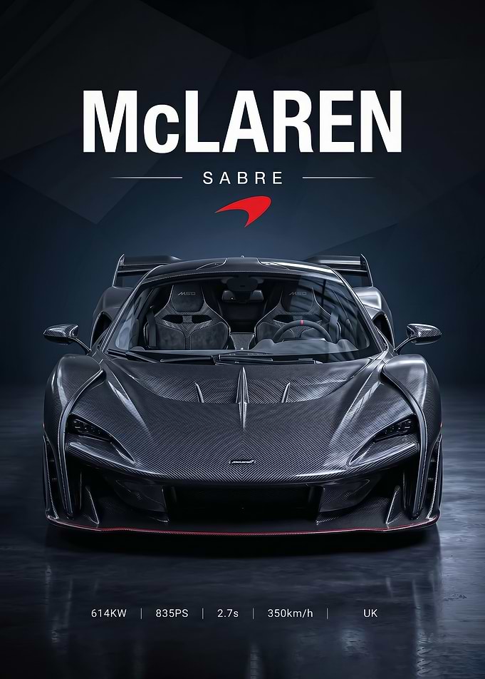 sleek McLaren Sabre Carbon Fiber Supercar Poster