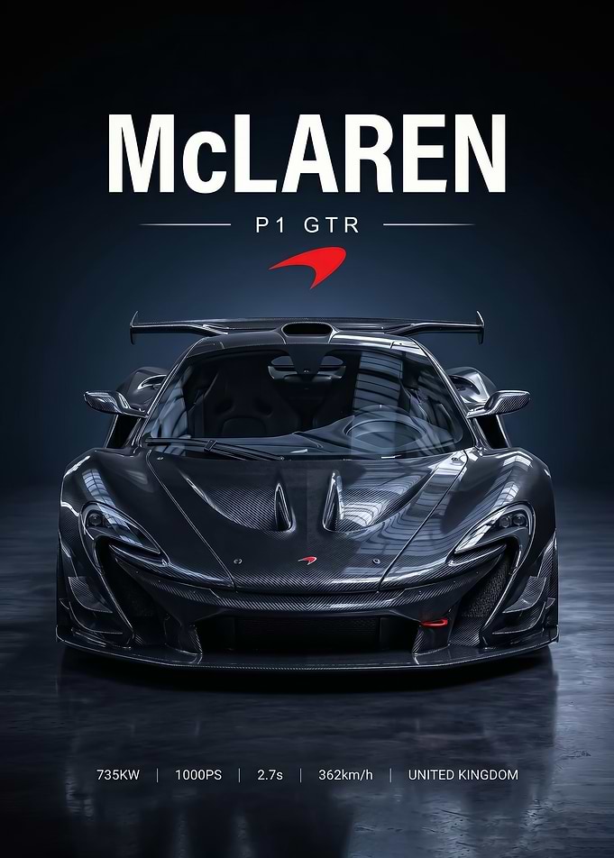 sleek race black McLaren P1 GTR Poster