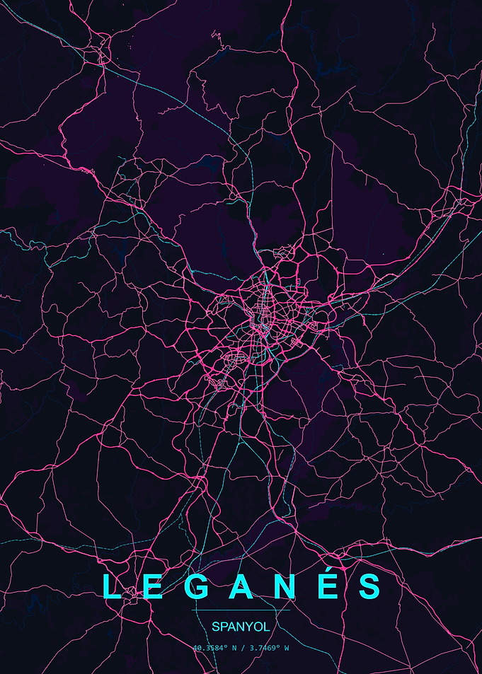 Leganés Spain Neon Map Poster