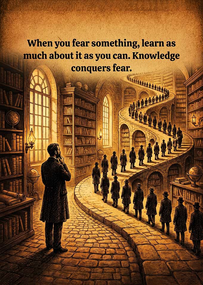 Knowledge Conquers Fear Inspirational Quote Poster