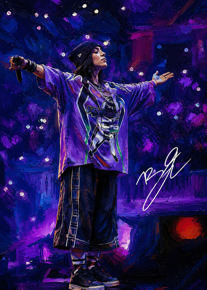 Billie Eilish Purple Stage Performance Art