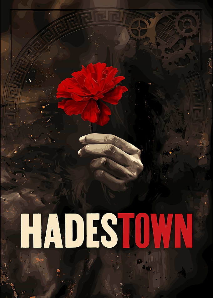 Hadestown Musical Poster with Red Flower