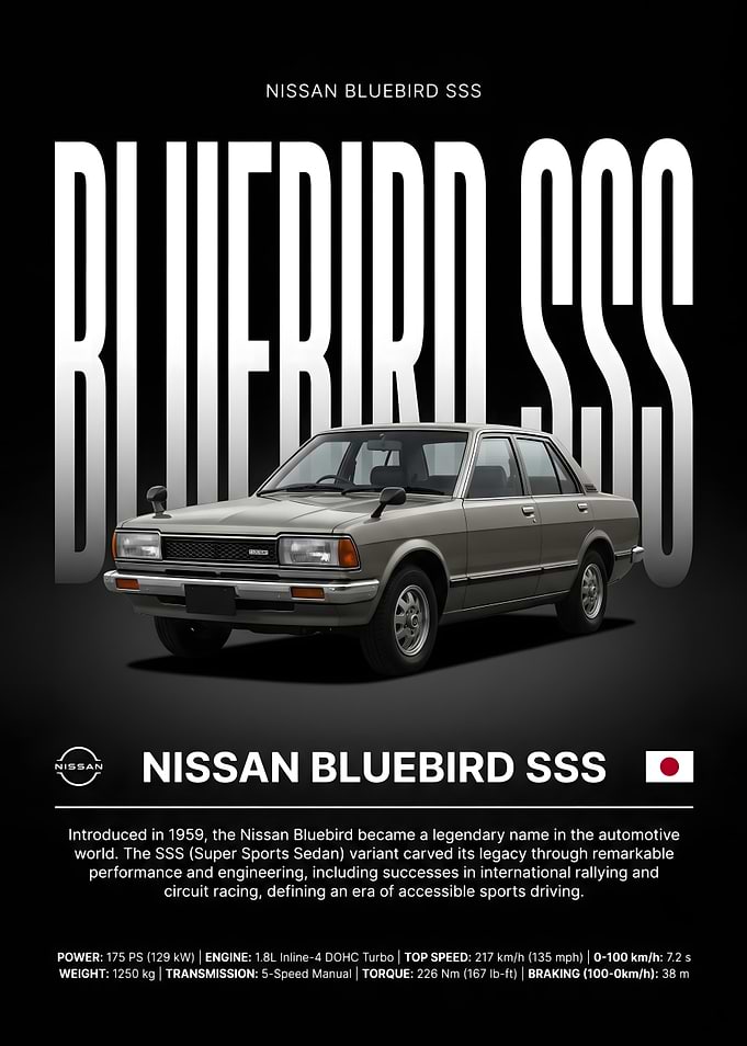 Nissan Bluebird SSS Automotive Poster