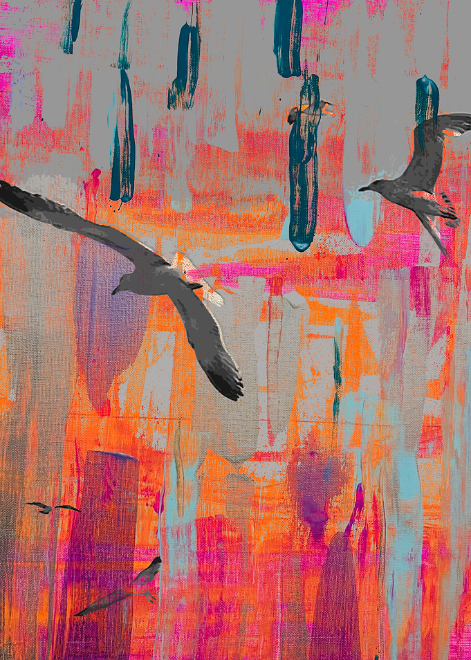 Abstract Birds in Vibrant Colors