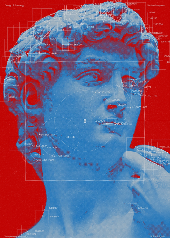Michelangelo's David Blueprint Art
