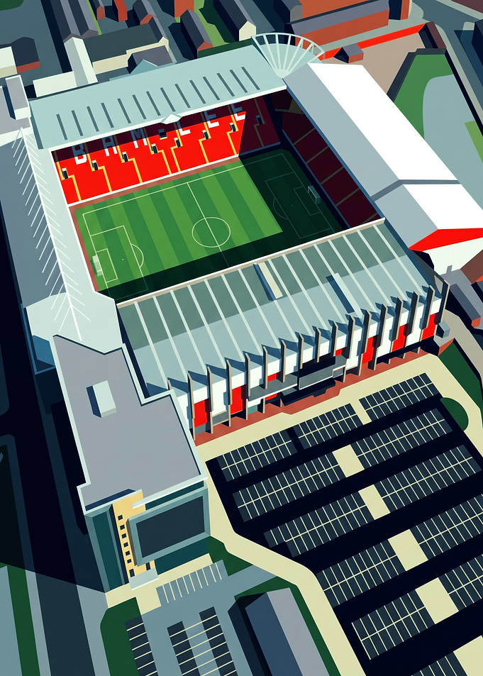 Anfield Stadium Aerial Illustration