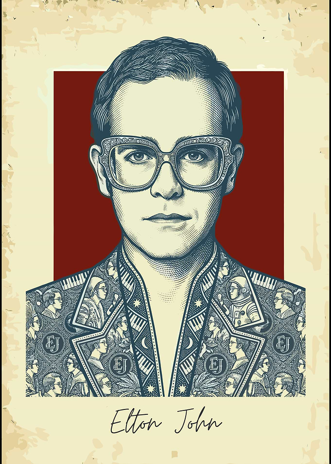 Elton John Vintage Style Portrait