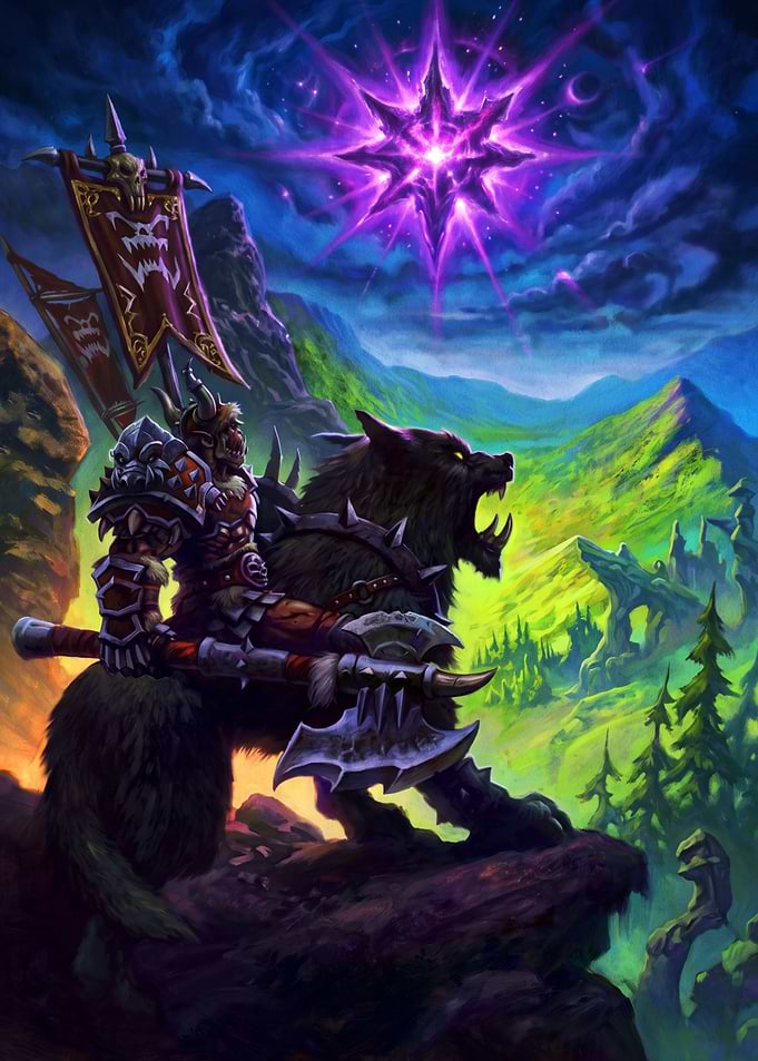 Orc Warrior Riding Wolf Under Star