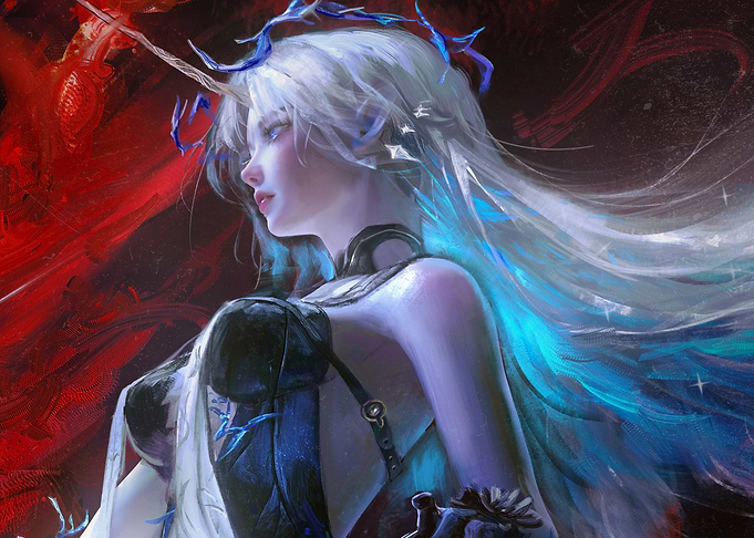 Ethereal Fantasy Maiden with Blue Crown