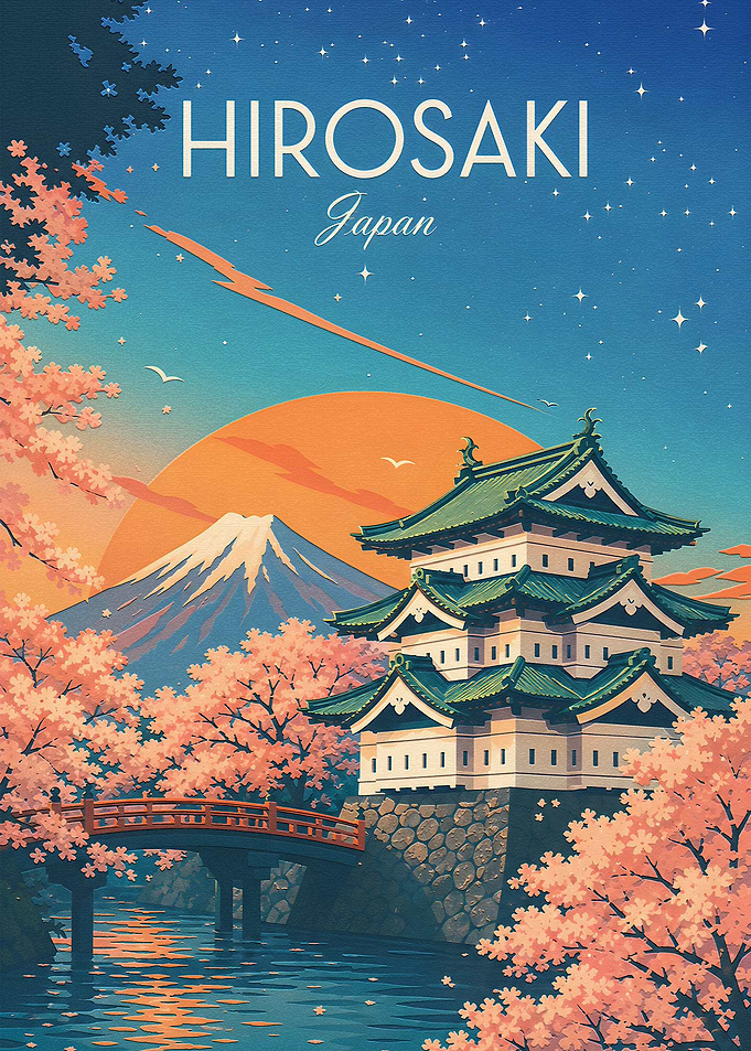 Hirosaki Japan Travel Poster