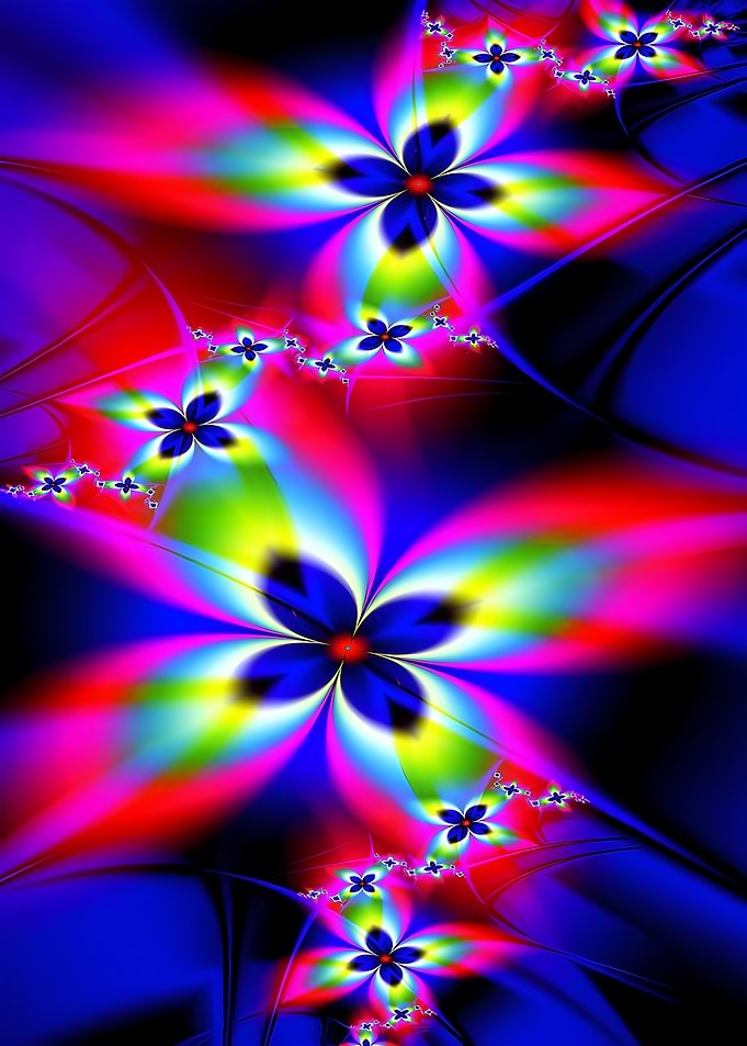 Vibrant Neon Fractal Flower Pattern