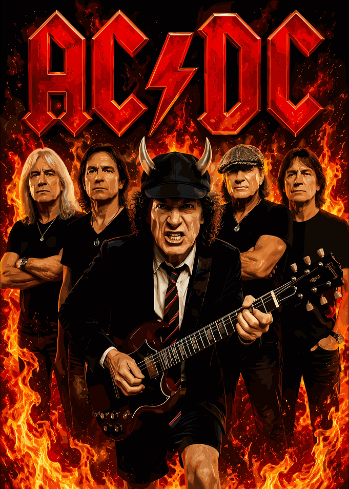 AC/DC Band Members in Fire
