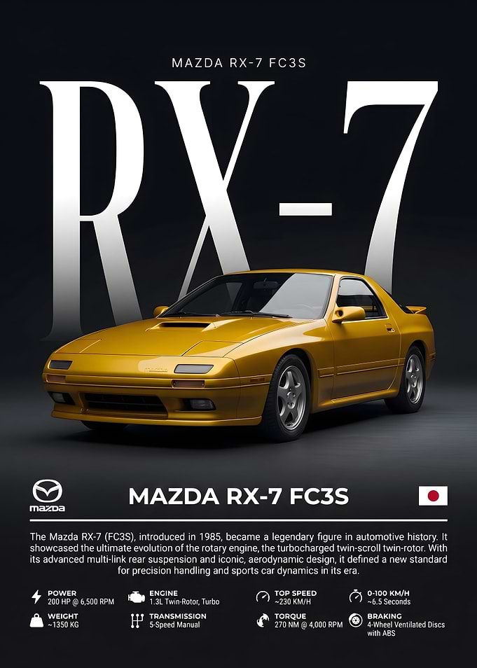 Mazda RX-7 FC3S Automotive Poster