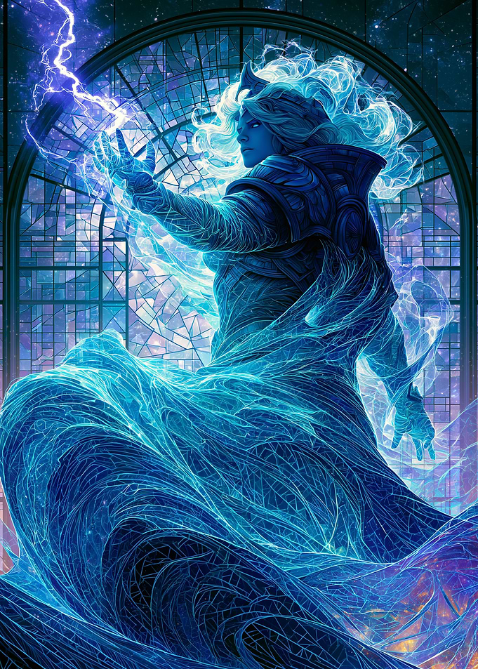Ethereal Sorceress Casting Lightning Magic