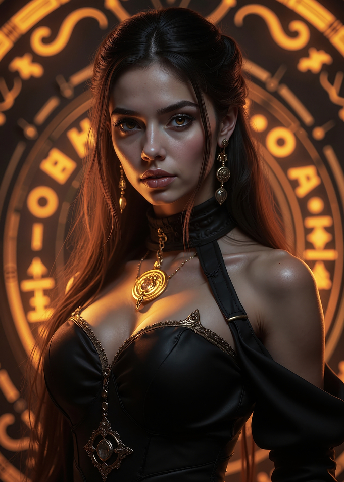 Mystical Sorceress with Glowing Sigil