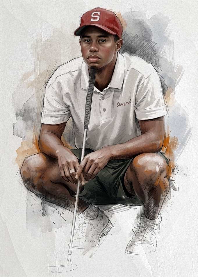 Tiger Woods Stanford Era Portrait