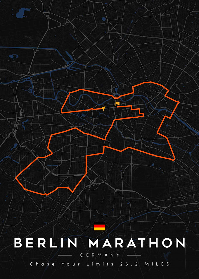 Berlin Marathon Route Map Poster