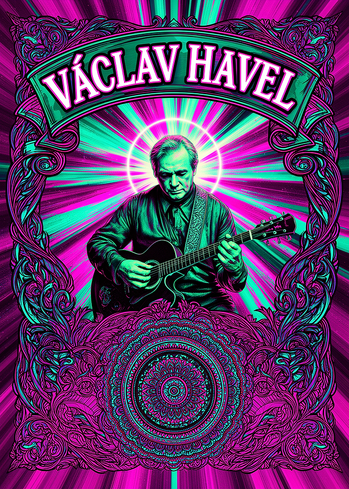Václav Havel Psychedelic Guitar Poster
