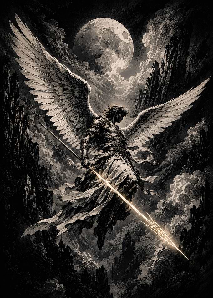 Archangel Michael with Glowing Spear