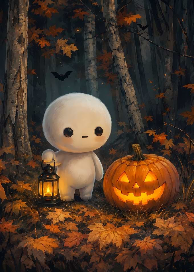 Cute lunio with Jack-o'-lantern