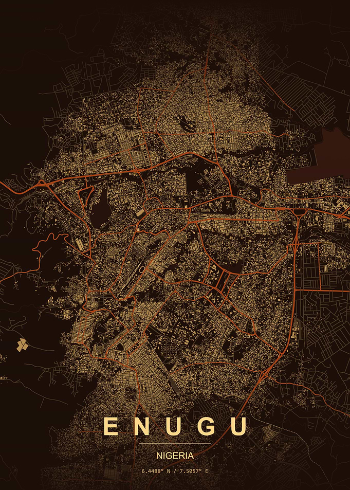 Enugu Nigeria City Map Poster