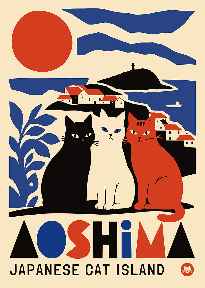 Aoshima Japanese Cat Island Poster