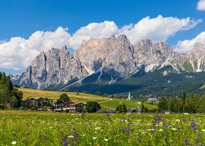 Dolomites Mountain Landscape with Cortina d'Ampezzo - Italy
