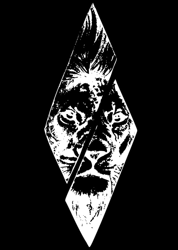 Stylized Lion Face Diamond Graphic