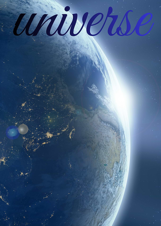 Earth from Space with Universe Text