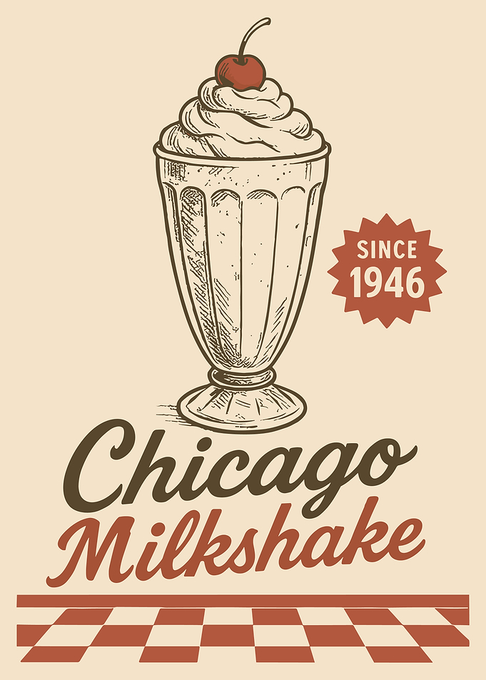 Chicago Milkshake Vintage Diner Poster Retro American Food Wall Art