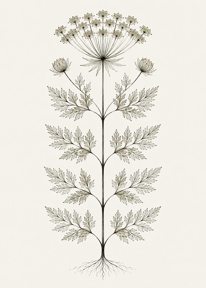 Botanical Illustration of Wild Umbellifer