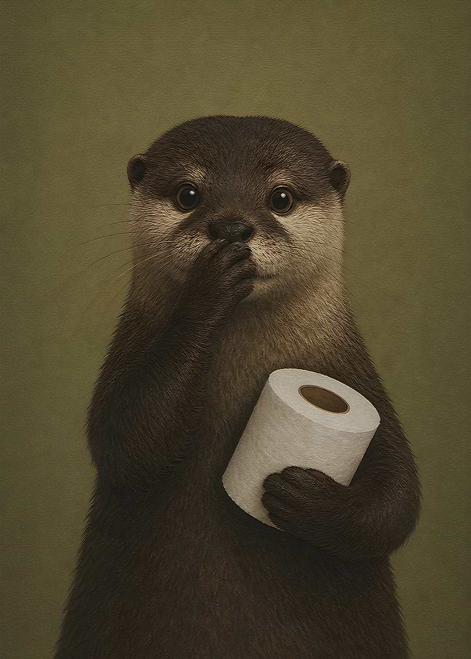 Cute Otter Holding Toilet Paper