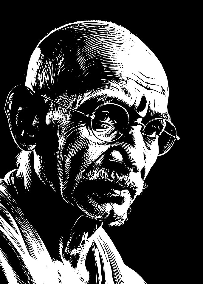 Mahatma Gandhi Black and White Portrait